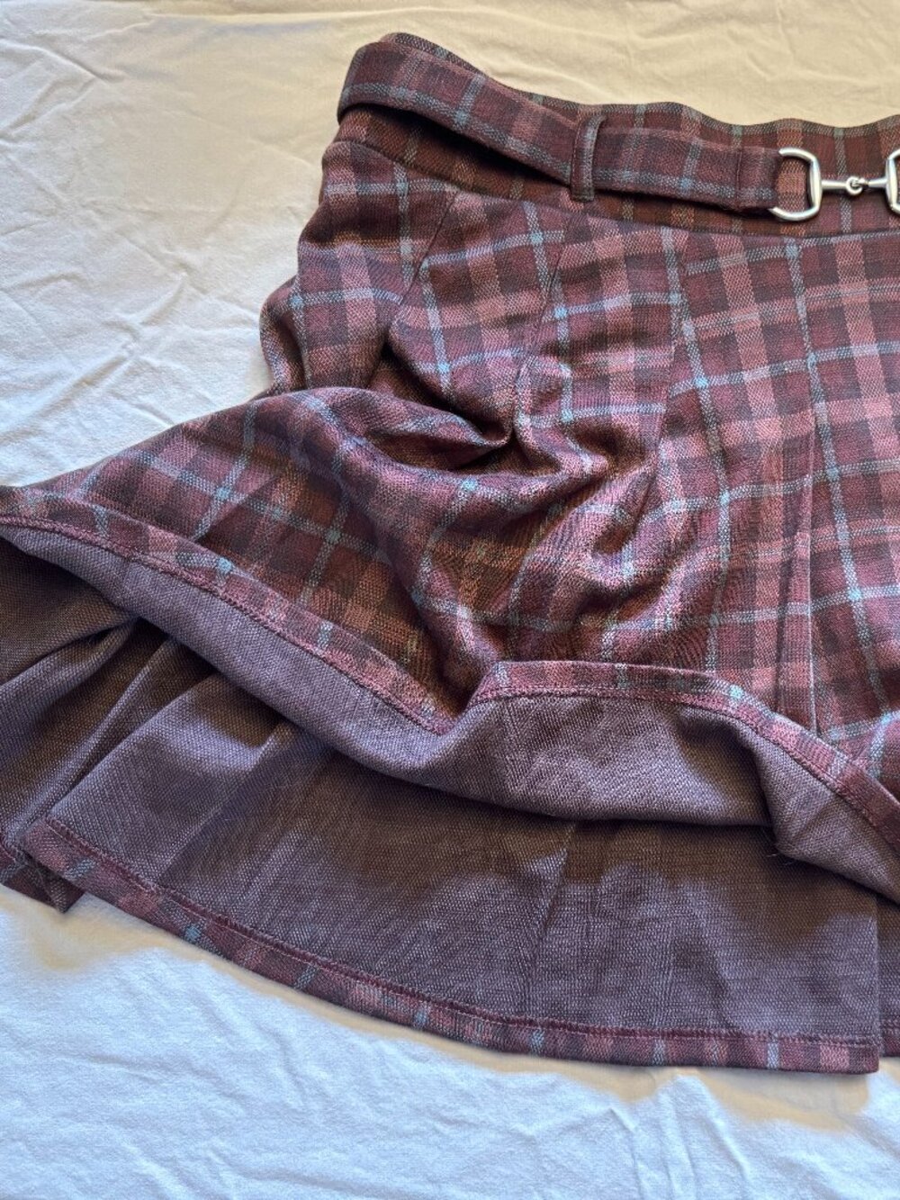 American Eagle Burgundy Plaid Skort Size L NWT – Mini Skirt with Shorts Built In